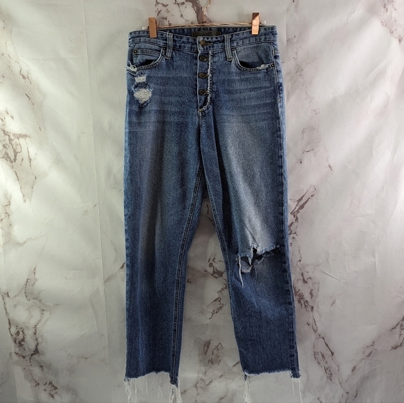 Joes Jean Women 27 Exposed Button Fly High Rise Straight Crop Debbie Denim - Picture 1 of 14